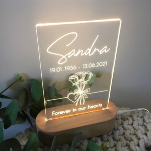 Memorial Plaque Gift Personalised Light- Remembrance Light Up - Memorial In Loving Memory Ornament - Mum Mothers Day