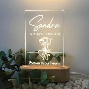 Gedenktafel Geschenk Personalisiert Licht - Erinnerungslicht - Erinnerung in liebevoller Erinnerung Ornament - Mama Papa Tochter Sohn Baby