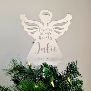 Memorial Angel Gepersonaliseerde Kerstboom Topper - Kerstversiering Ornament - Herdenking Kerstboom Bauble