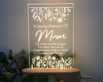 Memorial Plaque Gift Personalised Light- Remembrance Light Up - Memorial In Loving Memory Ornament - Mum Mothers Day Gift