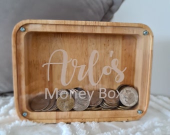 Personalised Engraved Baby Money Box Saving Bank Box Baby Name Gift