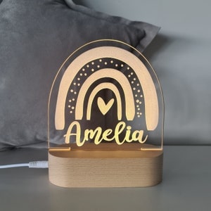 Personalised baby gift or Nursery Decor Lamp - Custom Name Night Light - 1st birthday gift - RAINBOW SHAPE