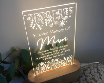 Gedenktafel Geschenk Personalisiert Licht - Erinnerungslicht - Erinnerung in liebevoller Erinnerung Ornament - Muttertag