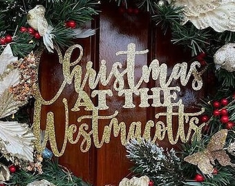 Décoration personnalisée de panneau de couronne de porte d’entrée de Noël - Ornement d’arbre de Noël