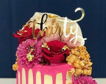 Thirty Acrylic Gold Mirror 30th Birthday Cake Topper