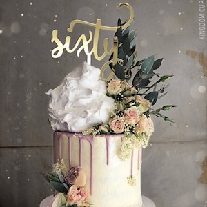 Sixty Acrylic Gold Mirror 60th Birthday Cake Topper