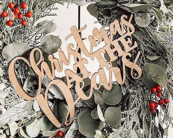 Décoration personnalisée de panneau de couronne de porte d’entrée de Noël - Ornement d’arbre de Noël