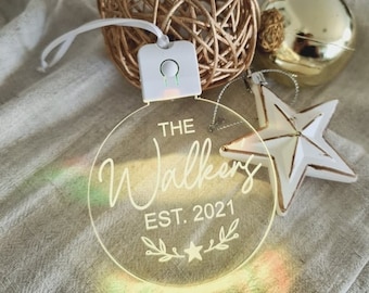 Personalised Christmas Bauble Light Up Decoration - Hanging Name LED Christmas Tree Ornament - Custom Name Gift