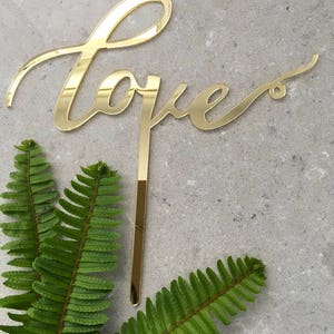 Love Acrylic Gold Mirror Wedding Cake Topper image 2