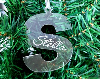 Personalised Name Bauble Decoration Hanging Christmas Tree Ornament - Custom Name Gift - Letter