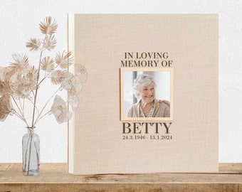 Custom Photo Album Memorial | Funeral Guest Book | Celebration of Life Linen Album | Photo Scrapbook | In Loving Memory Of | Memory Book