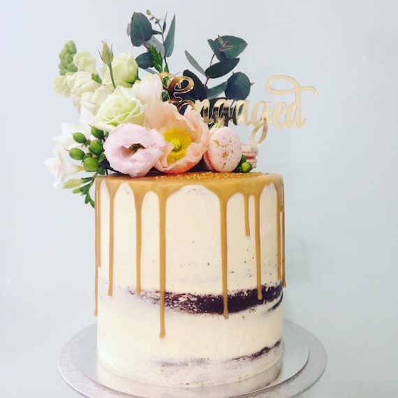 Topper per torta personalizzabile, con nome, placca dorata a specchio per torta