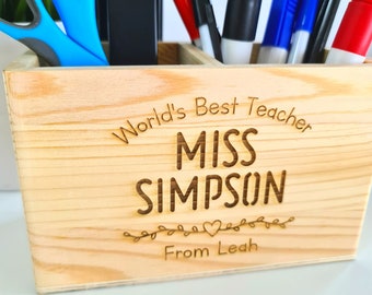 Personalised Teacher Gift, Teacher Desk Organiser Present, End Of Year Present, Educator Preschool Teacher, Pencil Holder, Stationary Holder