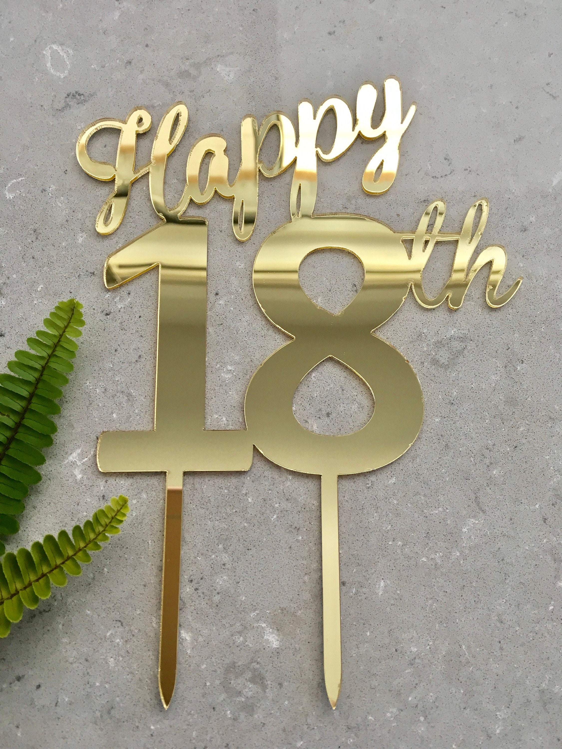 Happy 18th Acrylic Gold Mirror Birthday Cake Topper - Etsy Australia