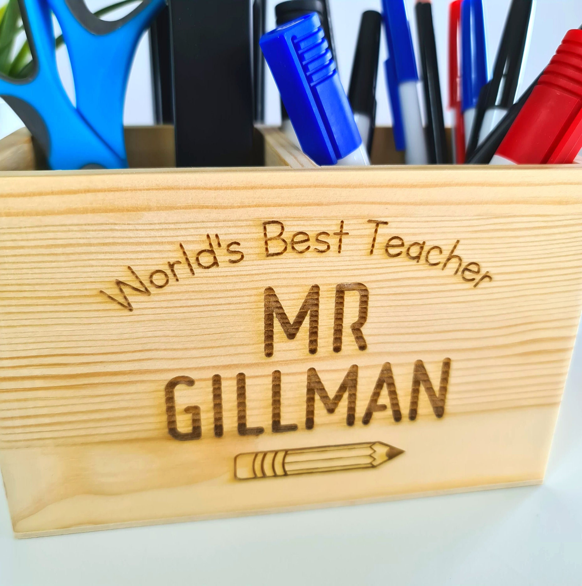 Personalised Teacher Gift Teacher Desk Organiser Present End Etsy