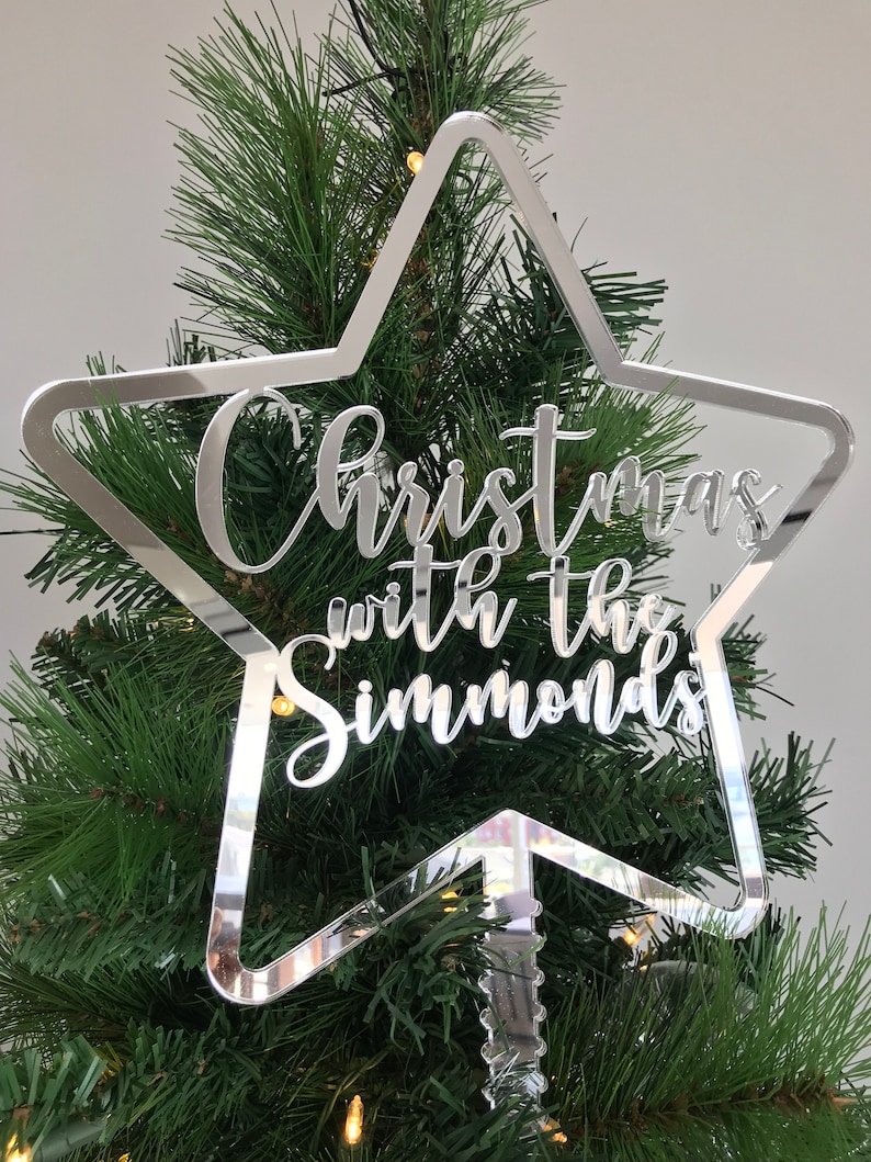 Gold Glitter Star Personalised Christmas Tree Topper Christmas Decoration Ornament