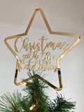 Gold Personalised Christmas Tree Star Topper - Christmas Decoration Ornament