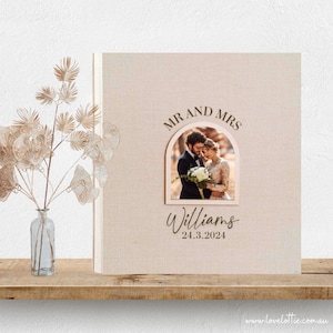 Instax Photo Wedding Guest Book Album, Sign in Book for all Instant Film Sizes, Personalized Photo Booth Book, Minimalist Linen cover