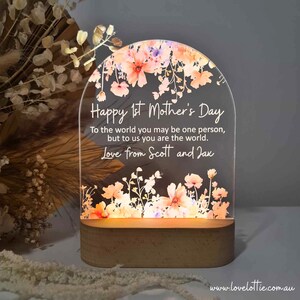 Gepersonaliseerde Moederdag Cadeau Plaque Light - Moederdag Cadeau van dochter - Cadeau voor mama - Eerste Moederdag - Happy Mothers Day Boarder
