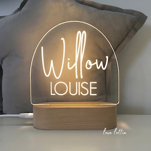 Personalised baby gift or Nursery Decor - Custom Name Night Light - Arch Shape 2 Name