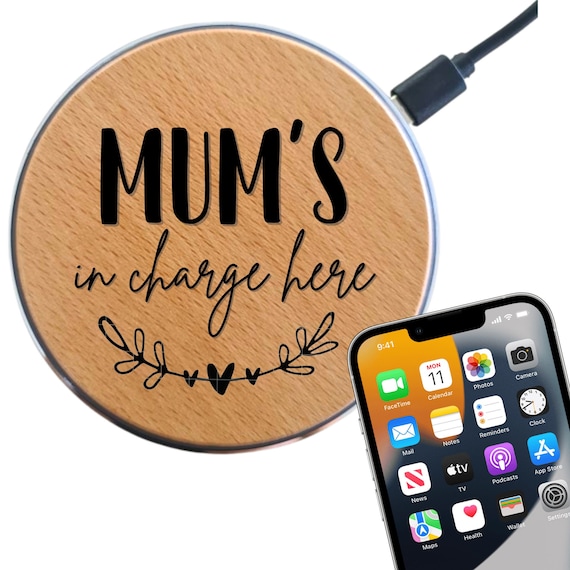 Mother's Day Gift Wireless Phone Charging Station Custom Name QI