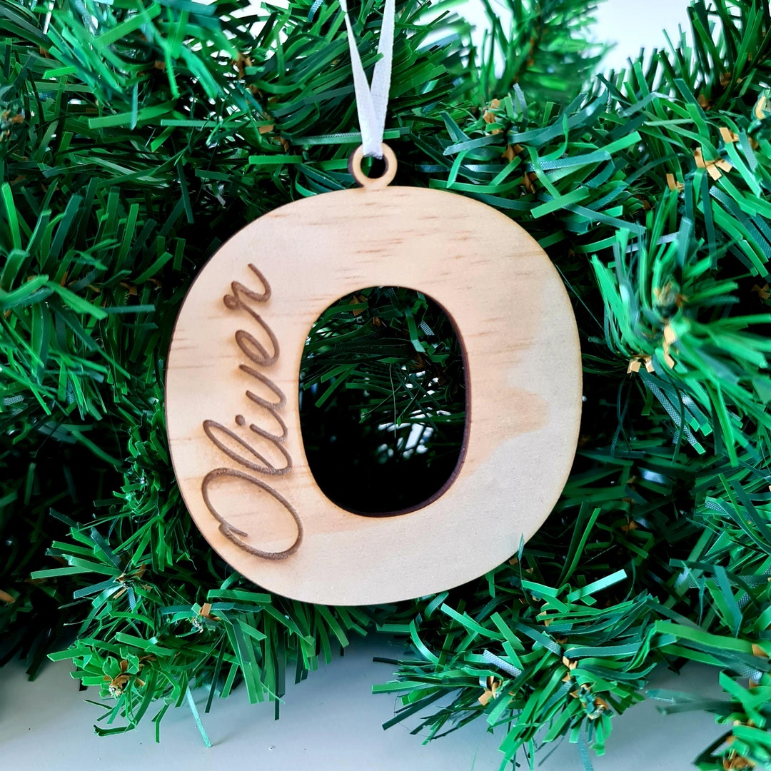 Personalised Wooden Christmas Tree Bauble - Letter Shape, Any Name Or Word For Family Gift