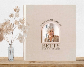 Memorial Guest Book - Custom Celebration Of Life Book - Personalized Wooden Funeral Guestbook - Memorial Book of Condolences Memory Book