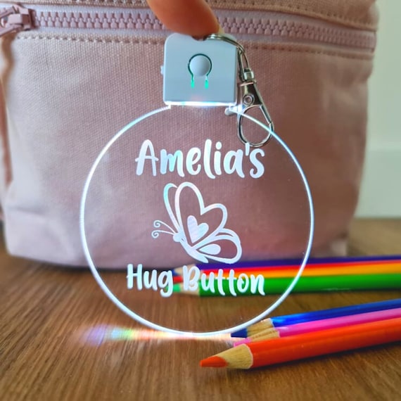 Llavero personalizado para niños Hug Button Etiqueta Etsy