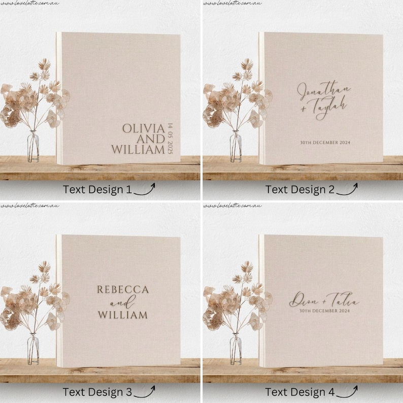 Personalised Linen Wedding Photo Album - Wedding Anniversary Gift - Couple Engagement Names and Date - Gift for husband - Gift For Wife