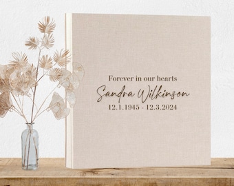 Custom Photo Album Memorial | Funeral Guest Book | Celebration of Life Linen Album | Photo Scrapbook | In Loving Memory Of | Memory Book