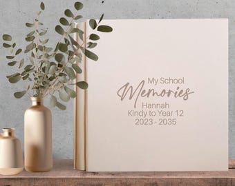 School Memory Book Personalised School Photo Album, School Years Scrapbook Keepsake, Graduation Gift, Kindy School Memory Book, Faux Leather