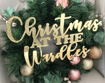 Décoration personnalisée de panneau de couronne de porte d’entrée de Noël - Ornement d’arbre de Noël