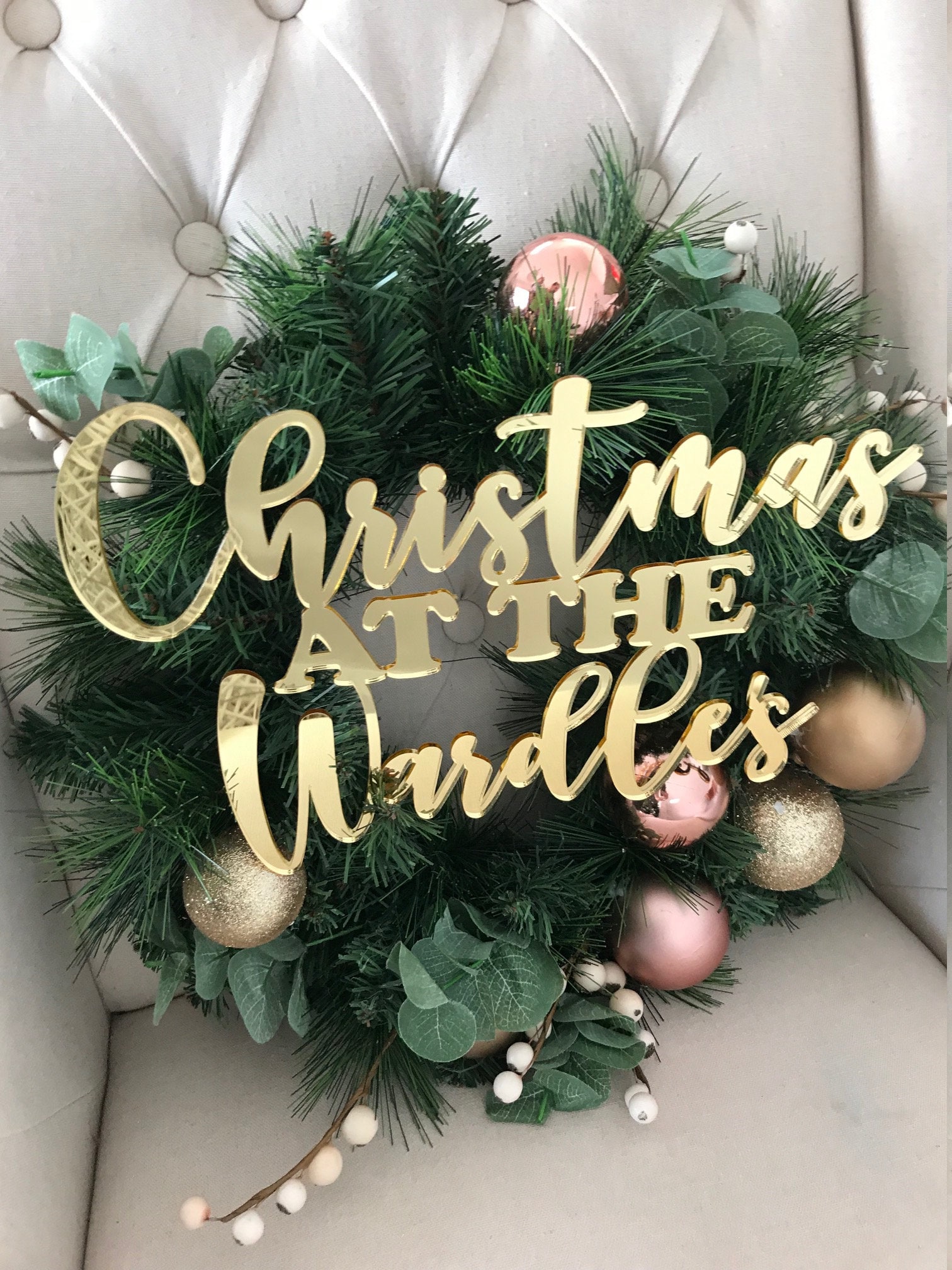Personalised Christmas Front Door Wreath Sign Decoration Etsy