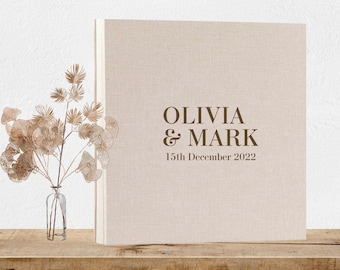 Custom Wedding Guest book Linen, Wedding Gift Custom Bride and Groom Names, Wedding Keepsake for Couple, Personalised Guest Signing Book