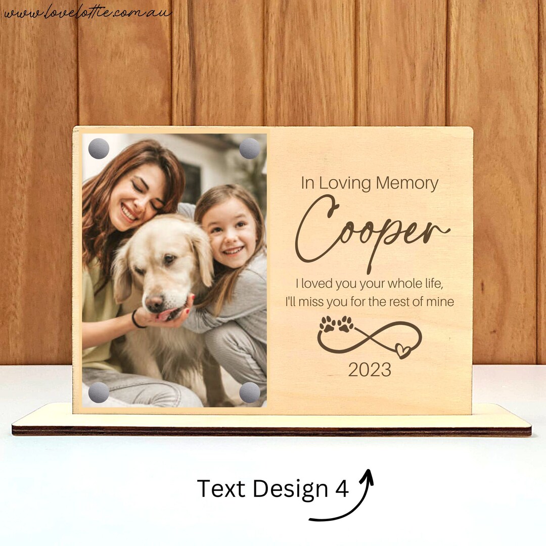 Pet Memorial Gift Wood Custom Photo Frame, Dog Loss Gifts, Custom Dog ...