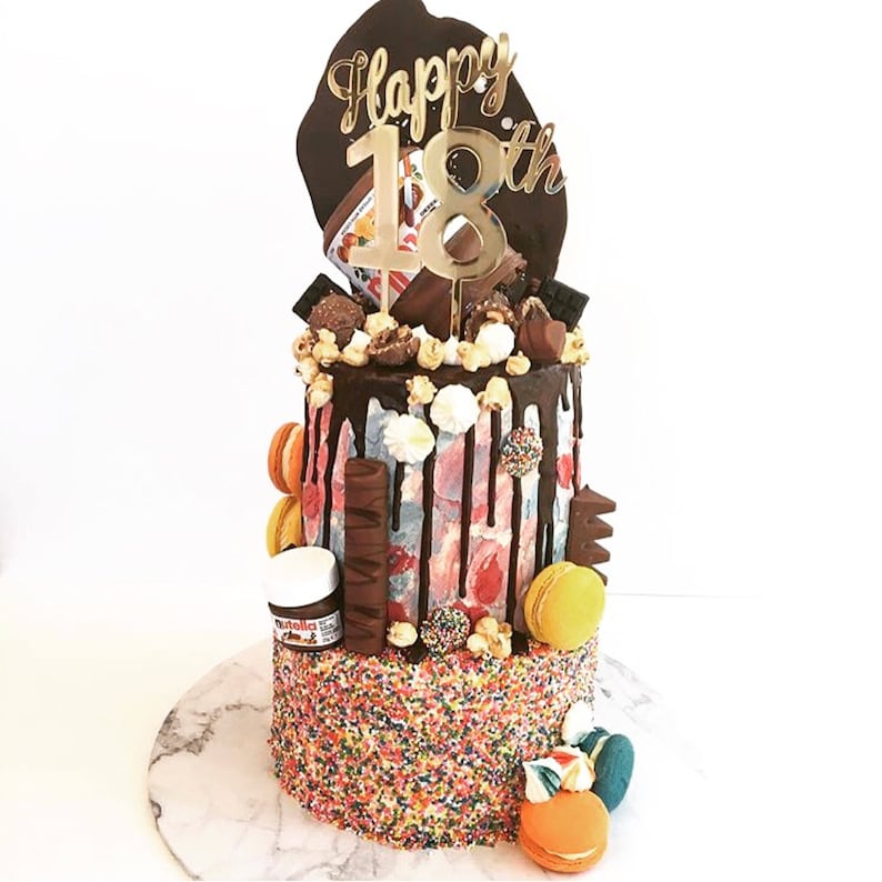 Happy 18th Acrylic Gold Mirror Birthday Cake Topper - Etsy