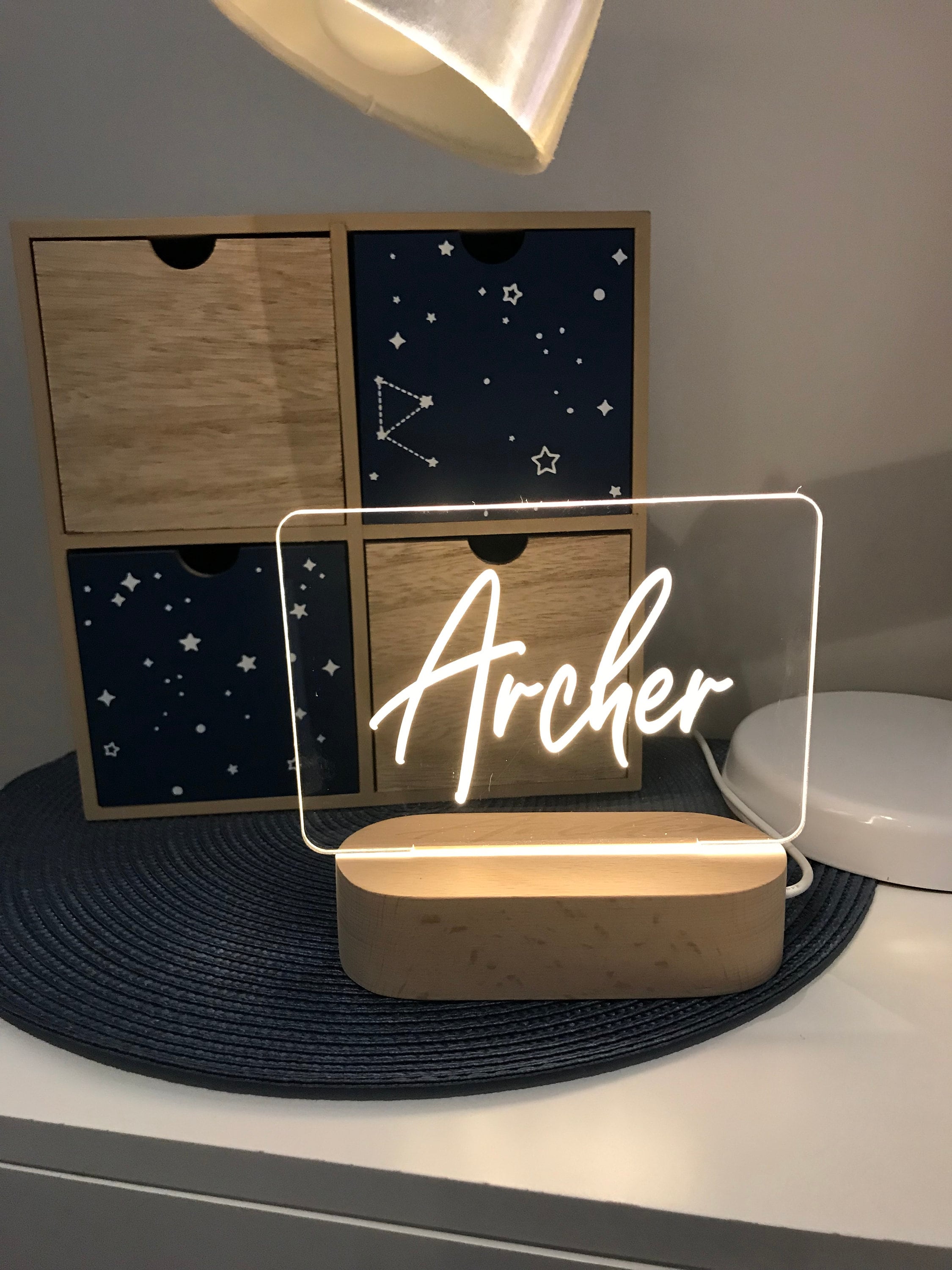 Veilleuse Personnalisable Pour Baptême - Lampe De Chevet Avec Photo Et Texte - Cadeau Bébé Fille Ou Garçon - 5