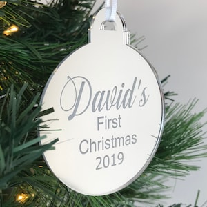Personalised Name Bauble Decoration Hanging Christmas Tree Ornament - Custom Name Gift - Round