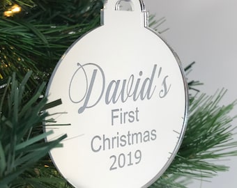 Personalised Name Bauble Decoration Hanging Christmas Tree Ornament - Custom Name Gift - Round