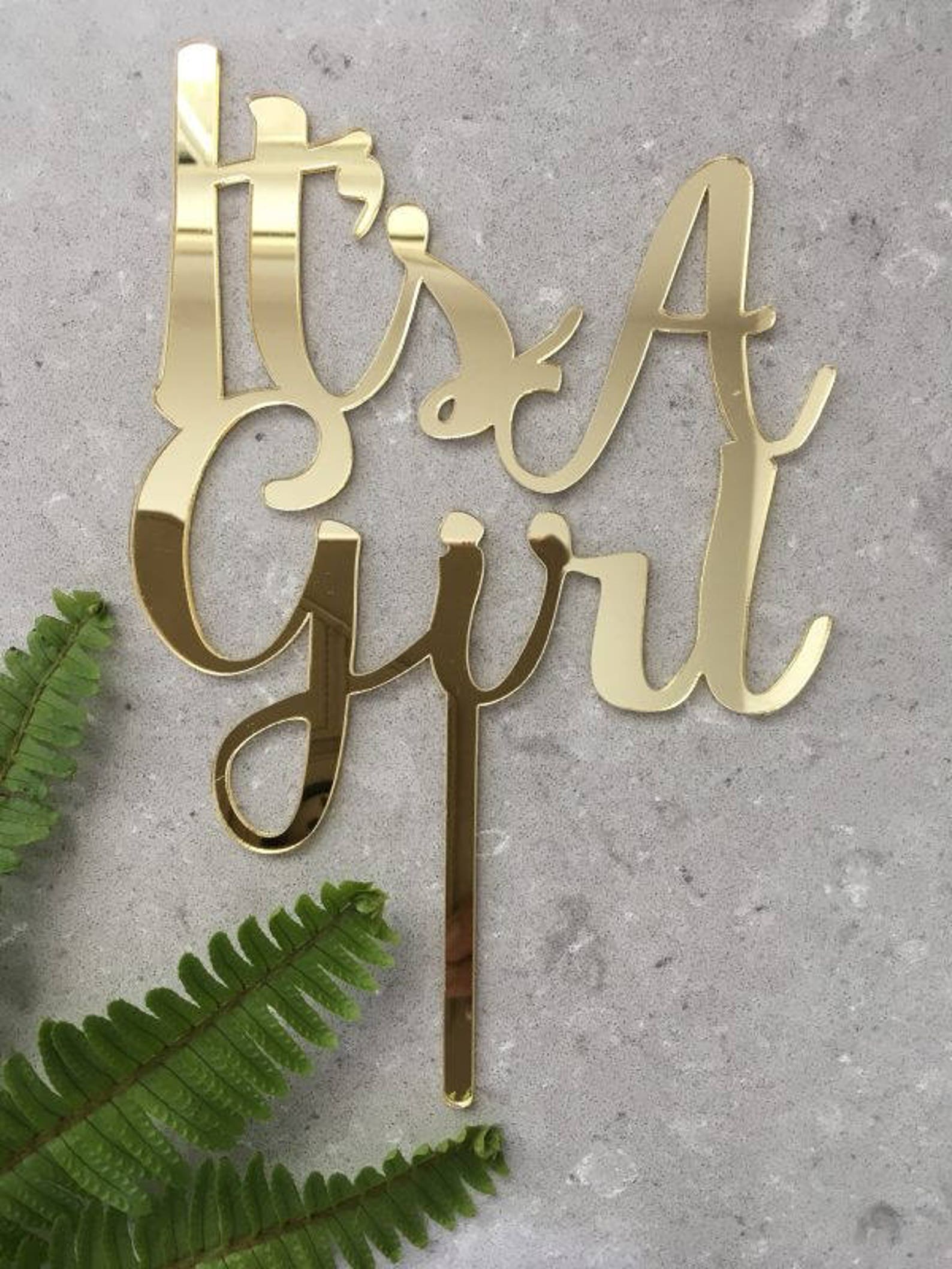 It's A Girl Acrylic Gold Mirror Baby Shower Cake Topper Etsy