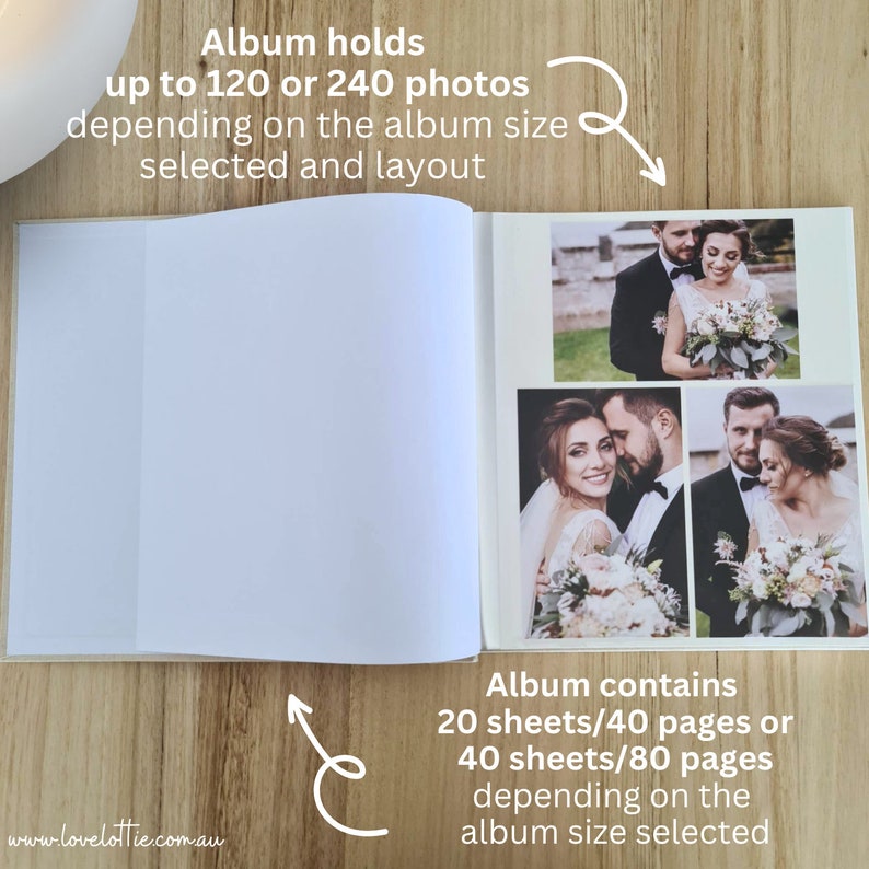 Personalised Linen Wedding Photo Album Wedding Anniversary Gift Couple Engagement Names and Date Gift for husband Gift For Wife image 9