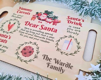 Personalised Christmas Eve Santa Milk and Cookies Treat Board - Reindeer Carrots Snack Tray