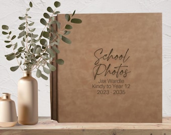 School Memory Book Personalised School Photo Album, School Years Scrapbook Keepsake, Graduation Gift, Kindy School Memory Book, Faux Leather