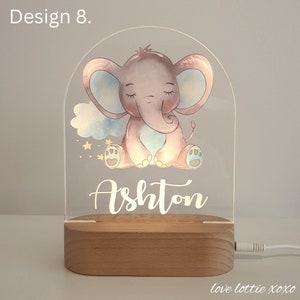 Personalised Night Light Baby Gift Custom Name Nursery Decor Night Light 1st Birthday Gift Baby boy gift Baby Girl Gift 8 - Blue Elephant