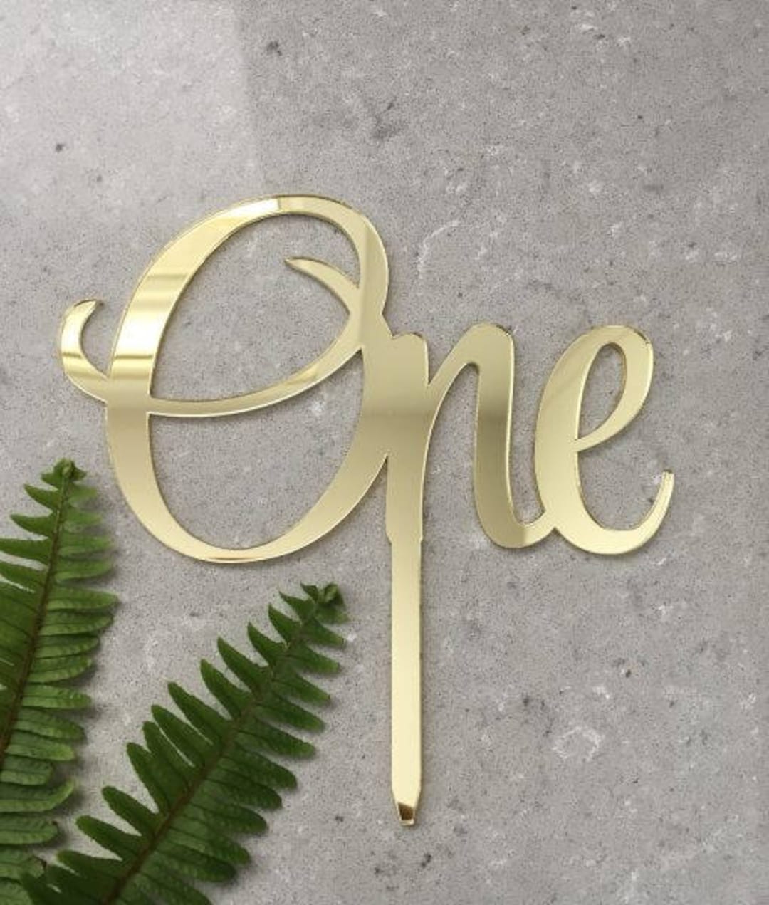One Acrylic Gold Mirror 1st Birthday Cake Topper - Etsy