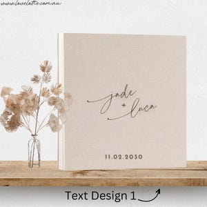 Personalised Linen Wedding Photo Album - Wedding Anniversary Gift - Couple Engagement Names and Date - Gift for husband  - Gift For Wife