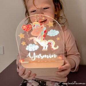 Personalised Night Light baby gift Custom Name Nursery Night Light Rainbow Unicorn image 2