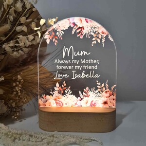Gepersonaliseerde Moederdag Cadeau Plaque Light - Moederdag Cadeau van dochter - Cadeau voor mama - Eerste Moederdag - Happy Mothers Day Boarder