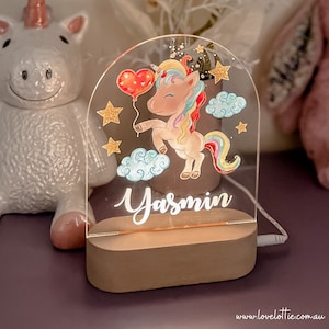 Personalised Night Light baby gift Custom Name Nursery Night Light Rainbow Unicorn image 4