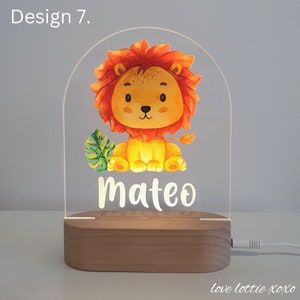 Personalised Night Light Baby Gift Custom Name Nursery Decor Night Light 1st Birthday Gift Baby boy gift Baby Girl Gift 7 - Lion